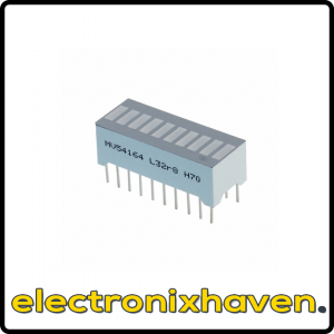 Everlight Electronics Co Ltd MV54164 LED CBI 5.08X1.78MM 10SEG G VERT (LED Circuit Board Indicator LED Circuit Board Indicator Bar - 10 Wide, DIP Green (x 10) 2.2V 30mA Rectangle with Flat Top 5.08mm x 1.78mm Through Hole)
