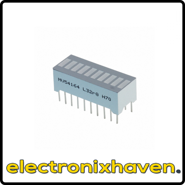 Everlight Electronics Co Ltd MV54164 LED CBI 5.08X1.78MM 10SEG G VERT (LED Circuit Board Indicator LED Circuit Board Indicator Bar - 10 Wide, DIP Green (x 10) 2.2V 30mA Rectangle with Flat Top 5.08mm x 1.78mm Through Hole)